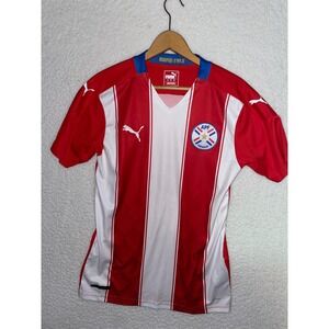 Puma Paraguay APF National Team Soccer Jersey Red White Striped Mens Small S